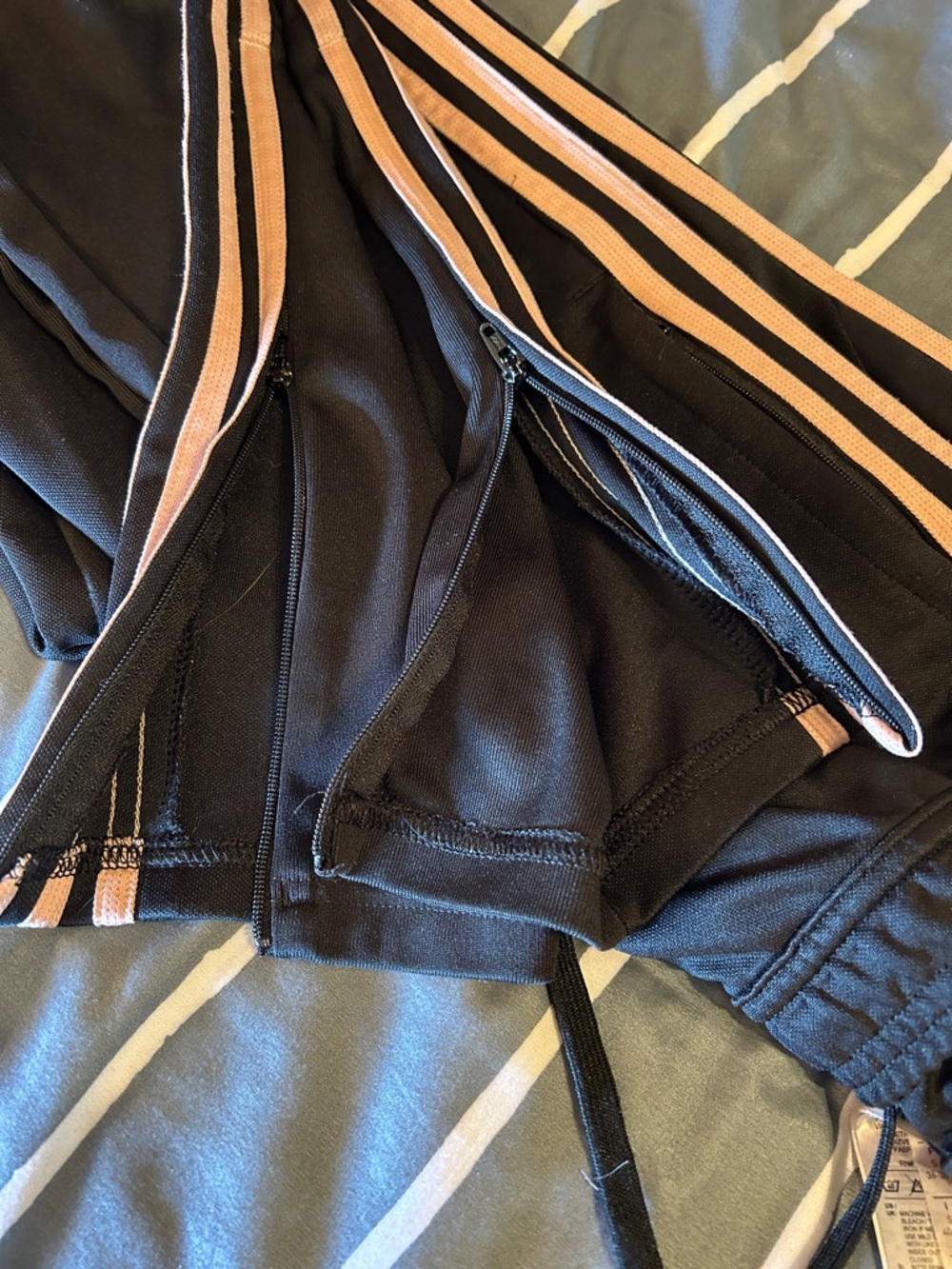 adidas Black Track Pants with Pink Side Stripes - Picture 8 of 8
